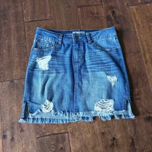 Rewash Vintage Reunion Women's Size 3 Denim Jean Mini Skirt Distressed‎ Raw Hem